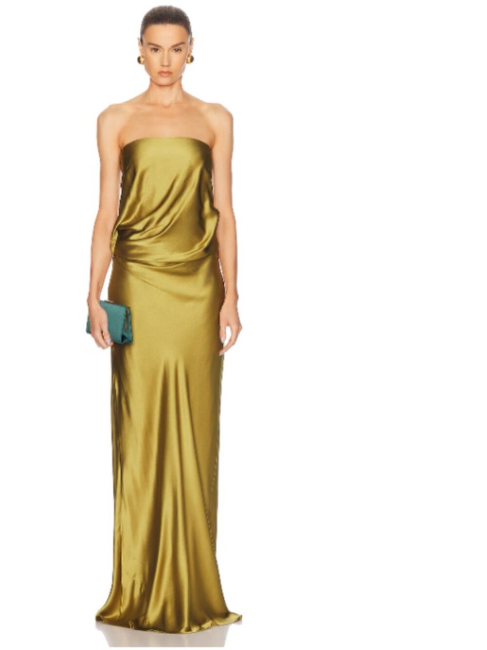 The Sei Draped Strapless Gown in Antique Gold Size 4 $1242